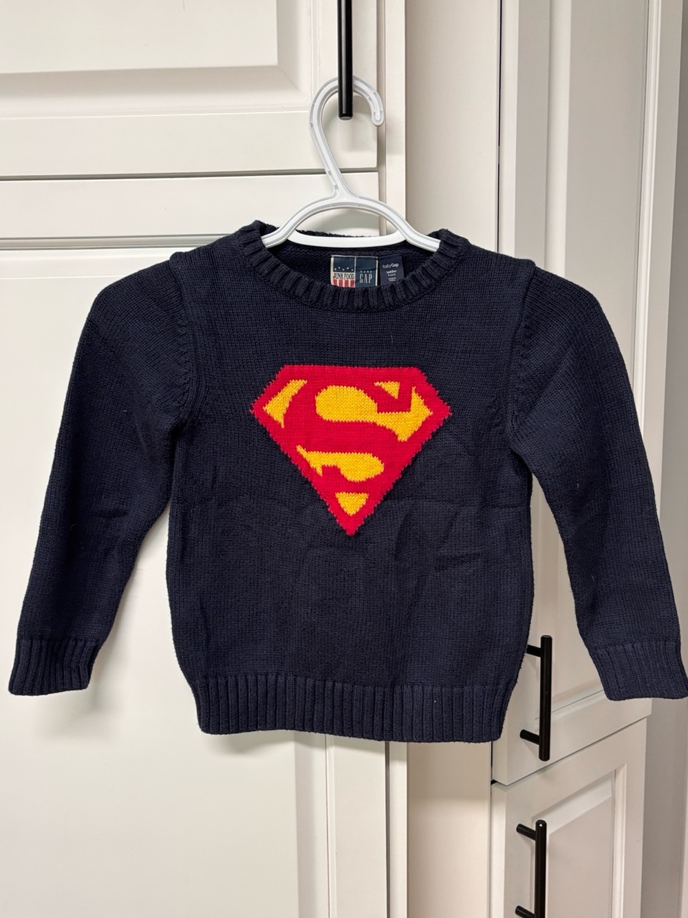 Baby GAP x JUNK FOOD Superman Knit  Sweater sz 5 yrs